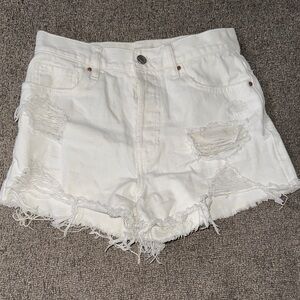 PacSun White Distressed Jean Shorts